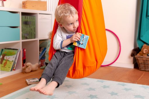 Orange Organic Cotton Kids Hanging Nest with Suspension - Image 2