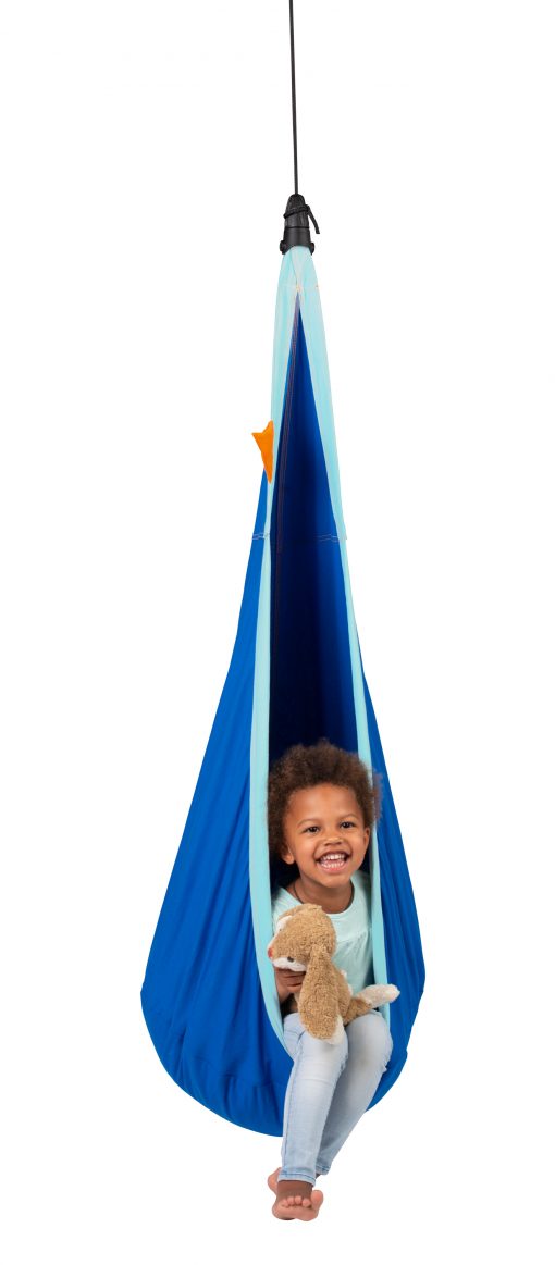 Blue Organic Cotton Kids Hanging Nest with Suspension - Image 2