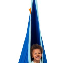 Alternative view of Blue Organic Cotton Kids Hanging Nest with Suspension