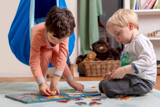 Blue Organic Cotton Kids Hanging Nest with Suspension