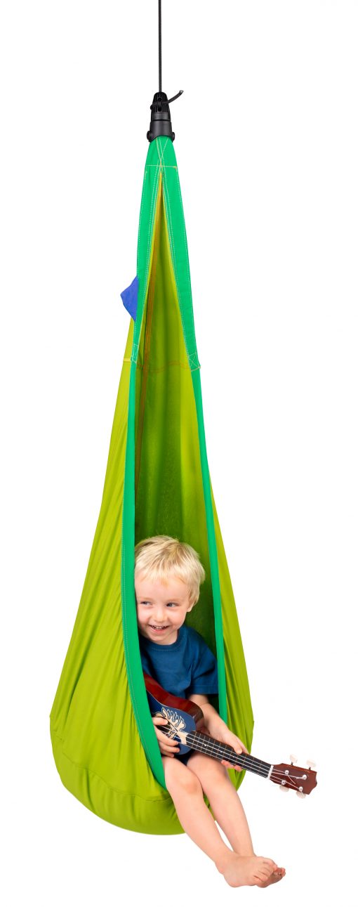 Green Organic Cotton Kids Hanging Nest with Suspension - Image 2