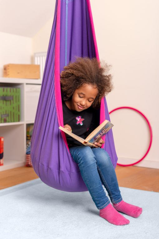 Purple Organic Cotton Kids Hanging Nest with Suspension