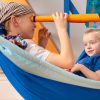 Blue Organic Cotton Kids Hammock with Suspension